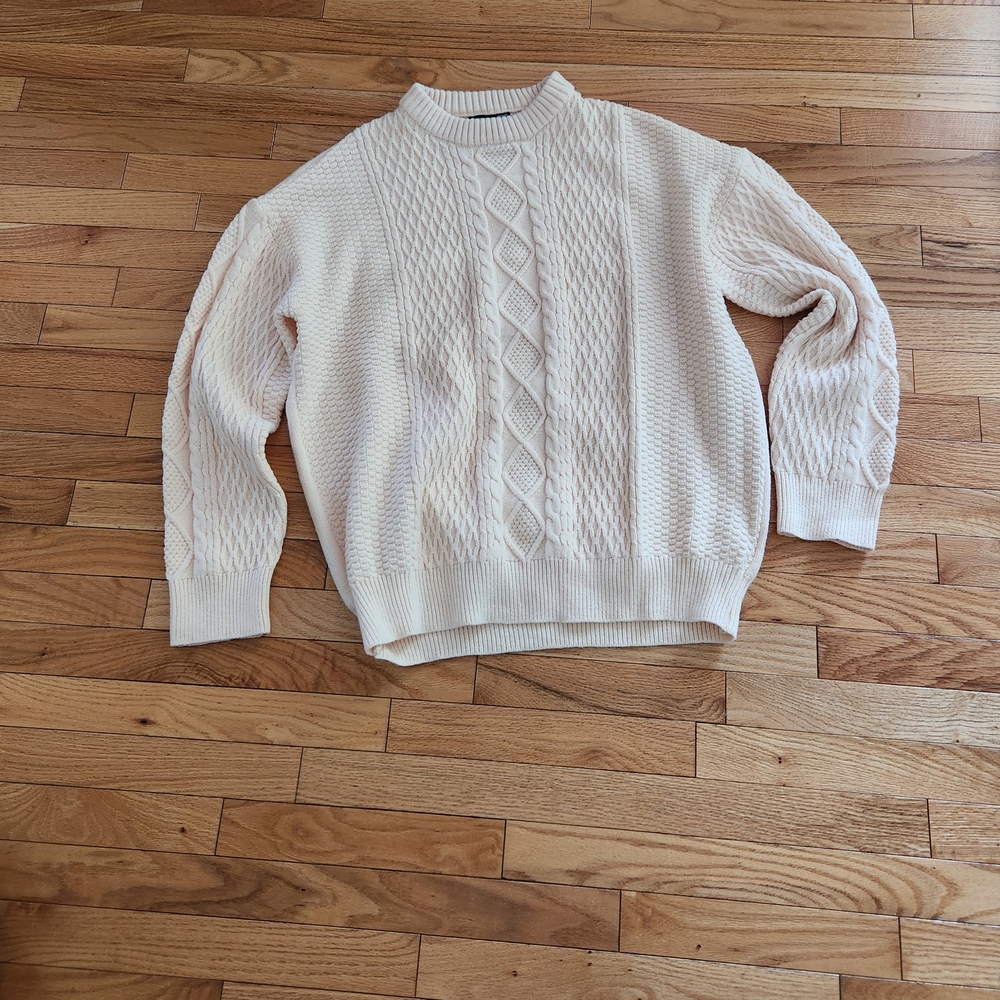 Daisy Cream Cable Knit Crewneck Sweater